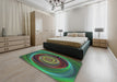 Patterned Green Modern Rug in a Bedroom, pat3339