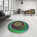 Round Patterned Green Modern Rug in a Office, pat3339