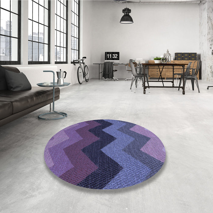 Round Patterned Medium Slate Blue Rug in a Office, pat334blu