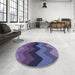Round Patterned Medium Slate Blue Rug in a Office, pat334blu