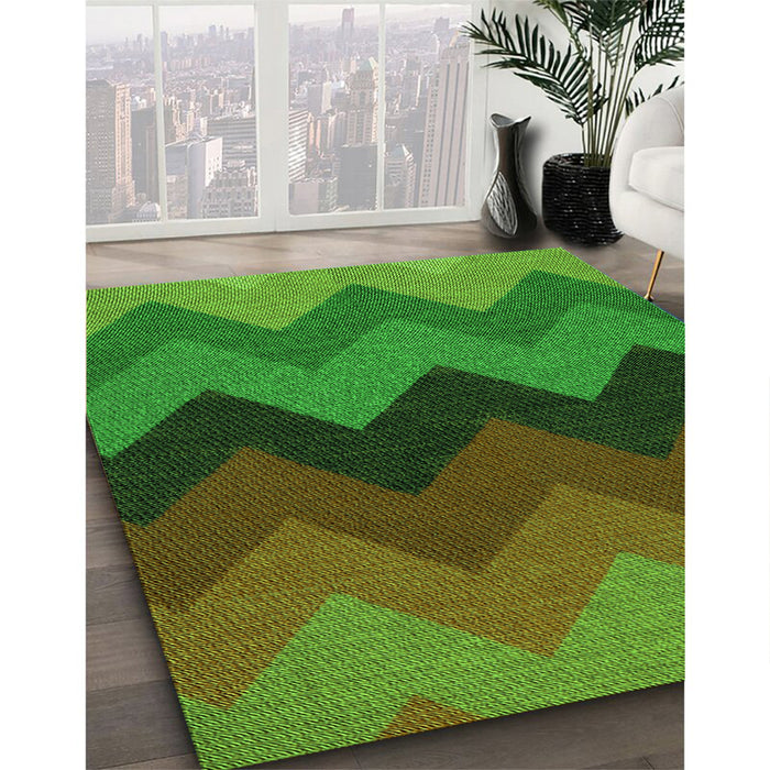 Patterned Army Green Rug in Family Room, pat334grn