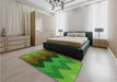 Patterned Army Green Rug in a Bedroom, pat334grn
