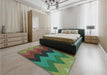 Patterned Dark Brown Rug in a Bedroom, pat334lblu