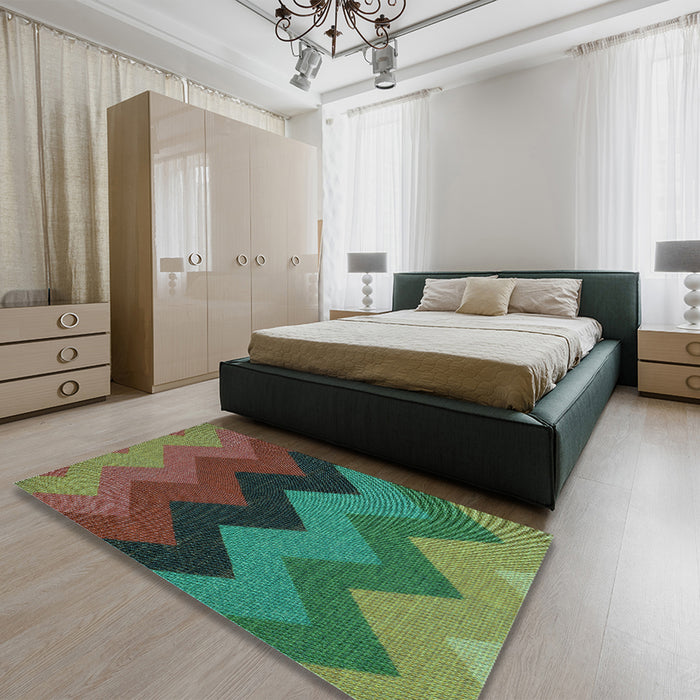 Patterned Dark Brown Rug in a Bedroom, pat334lblu