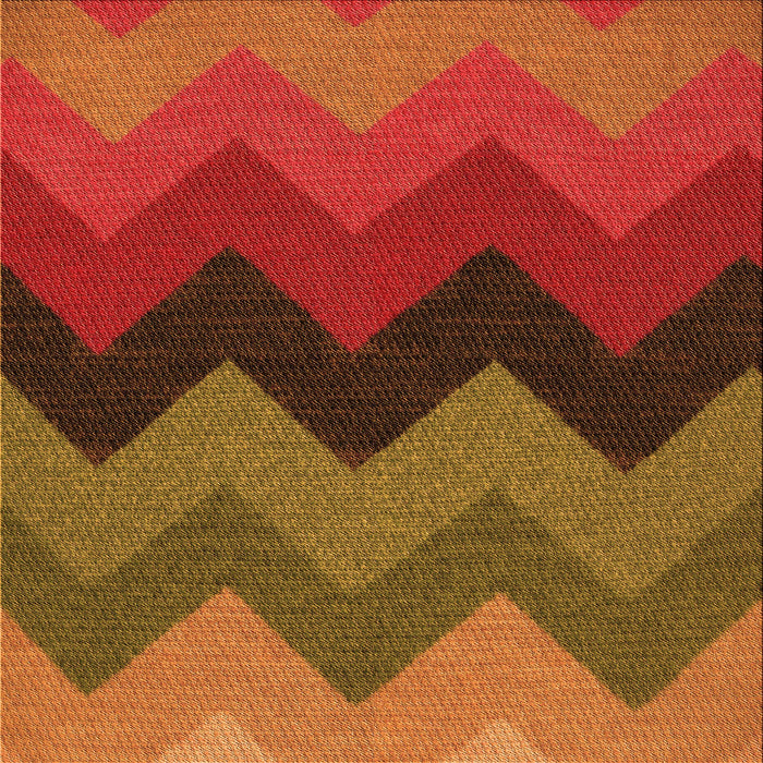 Round Patterned Tomato Red Rug, pat334org