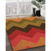 Patterned Tomato Red Rug in Family Room, pat334org