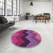 Round Patterned Burnt Pink Rug in a Office, pat334pur