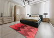 Patterned Red Rug in a Bedroom, pat334rd