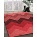 Patterned Red Rug in Family Room, pat334rd