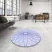 Round Patterned Lavender Blue Rug in a Office, pat3340blu