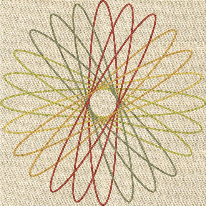 Round Patterned Vanilla Gold Rug, pat3340brn