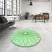 Round Patterned Light Green Rug in a Office, pat3340grn