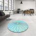 Round Patterned Electric Blue Rug in a Office, pat3340lblu