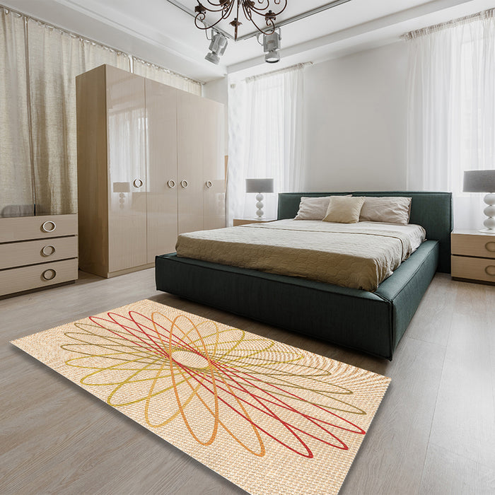 Patterned Orange Rug in a Bedroom, pat3340org