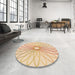 Round Patterned Orange Rug in a Office, pat3340org