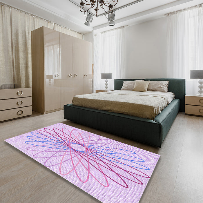 Patterned Purple Rug in a Bedroom, pat3340pur