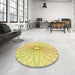 Round Patterned Yellow Rug in a Office, pat3340yw