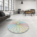 Round Patterned Green Novelty Rug in a Office, pat3340