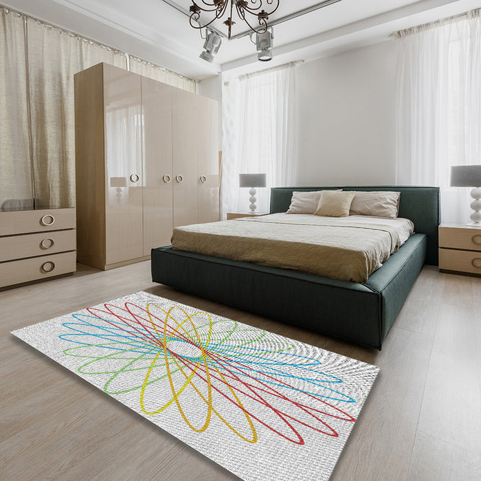 Patterned Green Novelty Rug in a Bedroom, pat3340