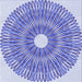 Round Machine Washable Transitional Royal Blue Rug, wshpat3341blu