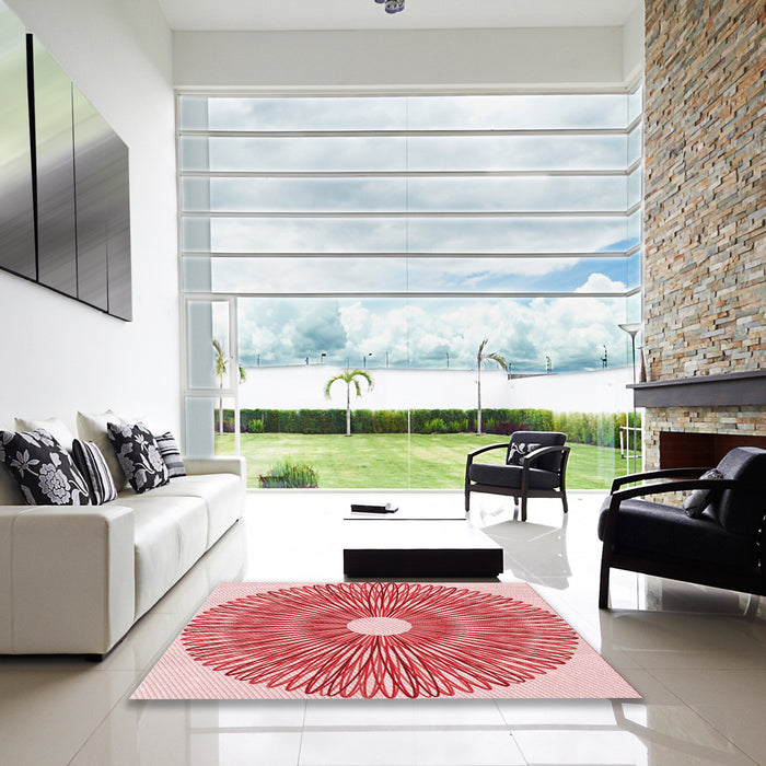 Machine Washable Transitional Red Rug in a Kitchen, wshpat3341rd