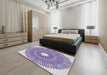 Patterned Blue Abstract Machine Washable Rug in a Bedroom, wshpat3341