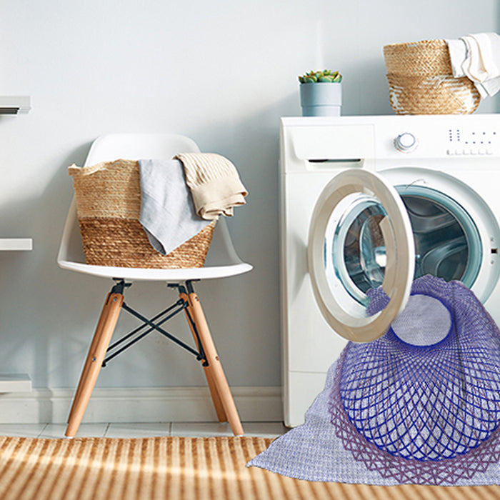 Machine Washable Transitional Blue Rug in a Washing Machine, wshpat3342blu