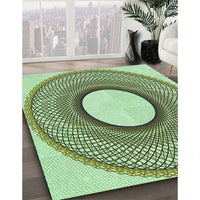 Patterned Fern Green Rug, pat3342grn