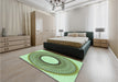 Patterned Fern Green Rug in a Bedroom, pat3342grn