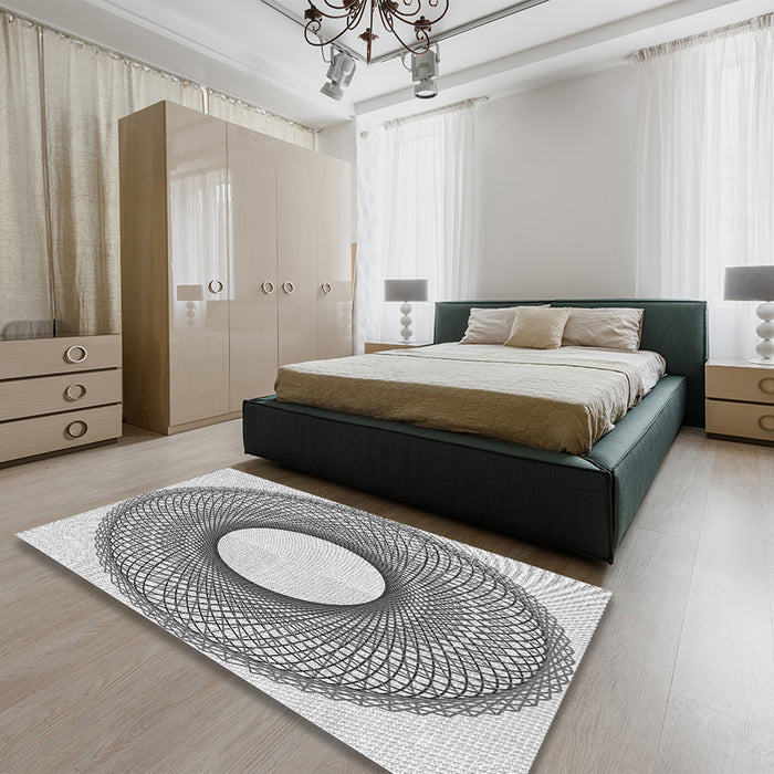 Patterned Gray Rug in a Bedroom, pat3342gry