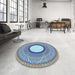 Round Patterned Azure Blue Rug in a Office, pat3342lblu