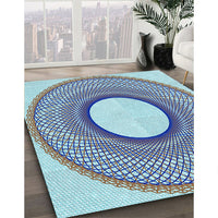 Patterned Azure Blue Rug, pat3342lblu