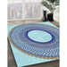 Patterned Azure Blue Rug in Family Room, pat3342lblu