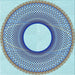 Round Patterned Azure Blue Rug, pat3342lblu