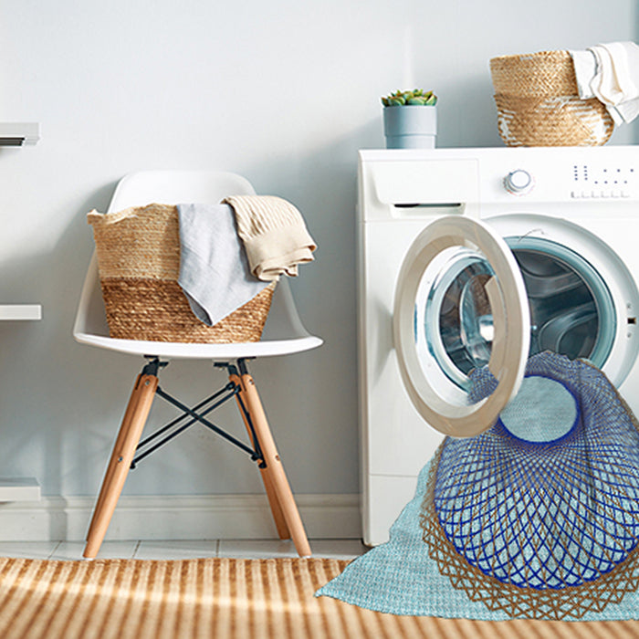 Machine Washable Transitional Azure Blue Rug in a Washing Machine, wshpat3342lblu