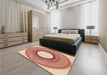 Patterned Khaki Gold Rug in a Bedroom, pat3342org