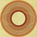 Round Patterned Mahogany Brown Rug, pat3342yw