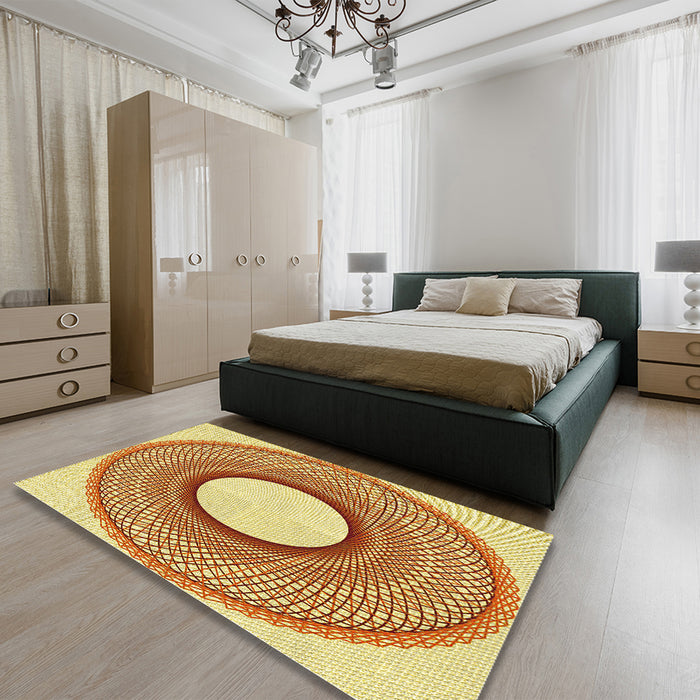 Patterned Mahogany Brown Rug in a Bedroom, pat3342yw