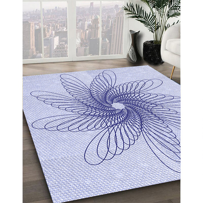 Patterned Lavender Blue Rug in Family Room, pat3343blu
