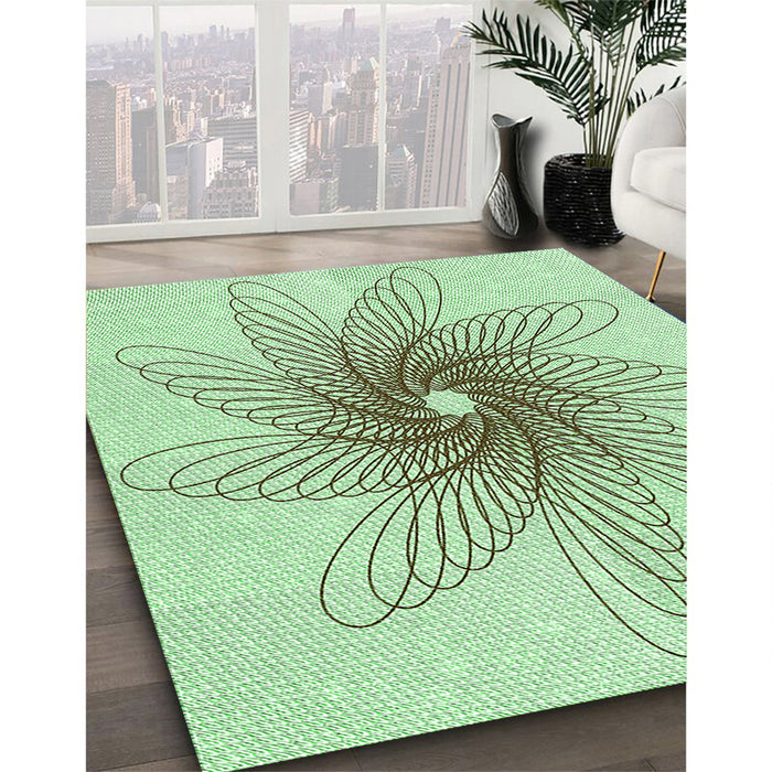 Machine Washable Transitional Mint Green Rug in a Family Room, wshpat3343grn