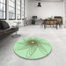 Round Patterned Mint Green Rug in a Office, pat3343grn