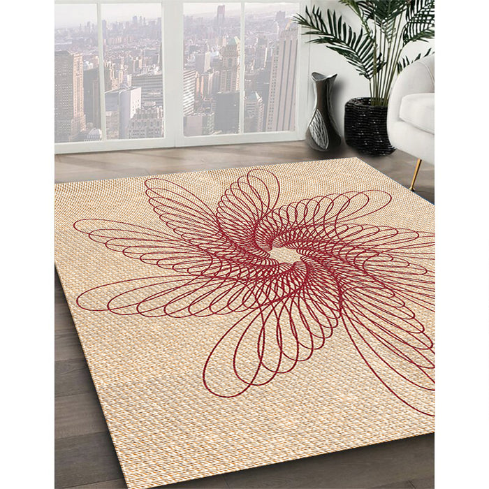 Patterned Orange Rug in Family Room, pat3343org