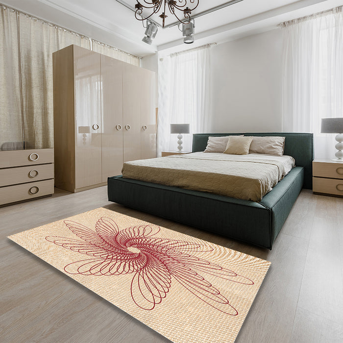 Patterned Orange Rug in a Bedroom, pat3343org