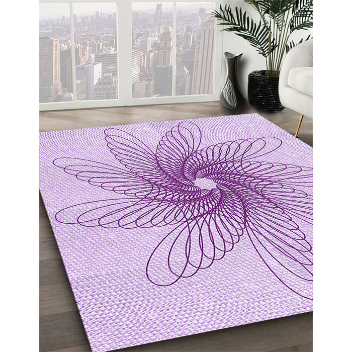 Patterned Purple Rug in Family Room, pat3343pur