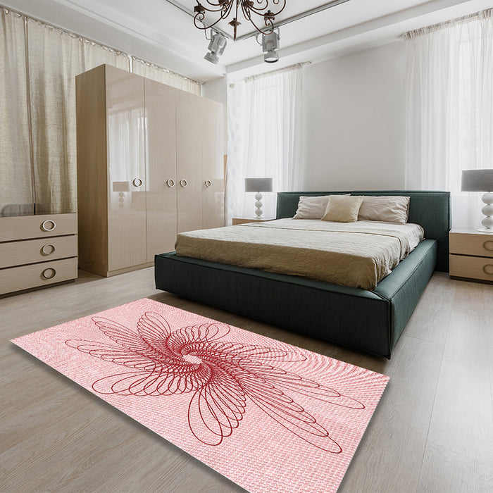 Patterned Pink Rug in a Bedroom, pat3343rd