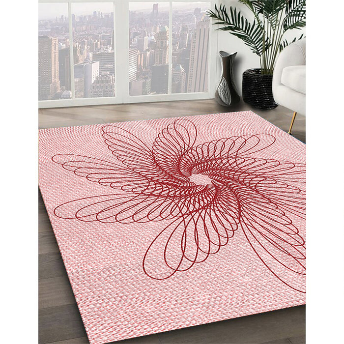 Patterned Pink Rug in Family Room, pat3343rd