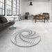 Round Patterned Platinum Gray Rug in a Office, pat3344gry