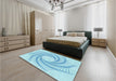 Round Machine Washable Transitional Electric Blue Rug in a Office, wshpat3344lblu