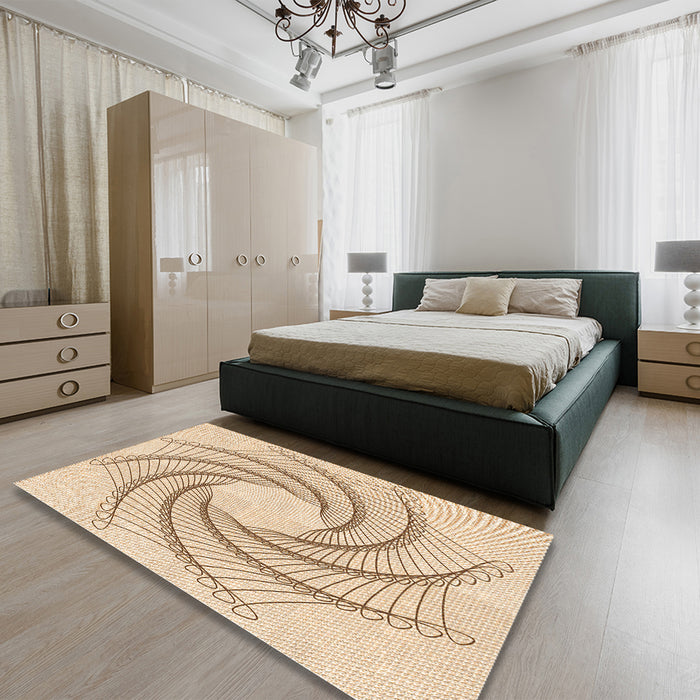 Patterned Bronze Brown Rug in a Bedroom, pat3344org