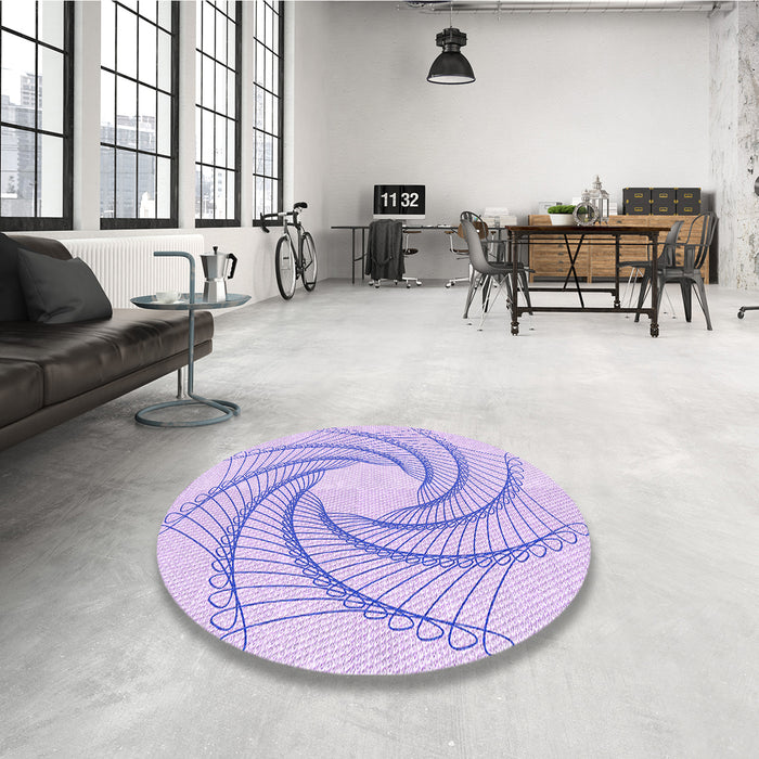 Round Patterned Purple Mimosa Purple Rug in a Office, pat3344pur